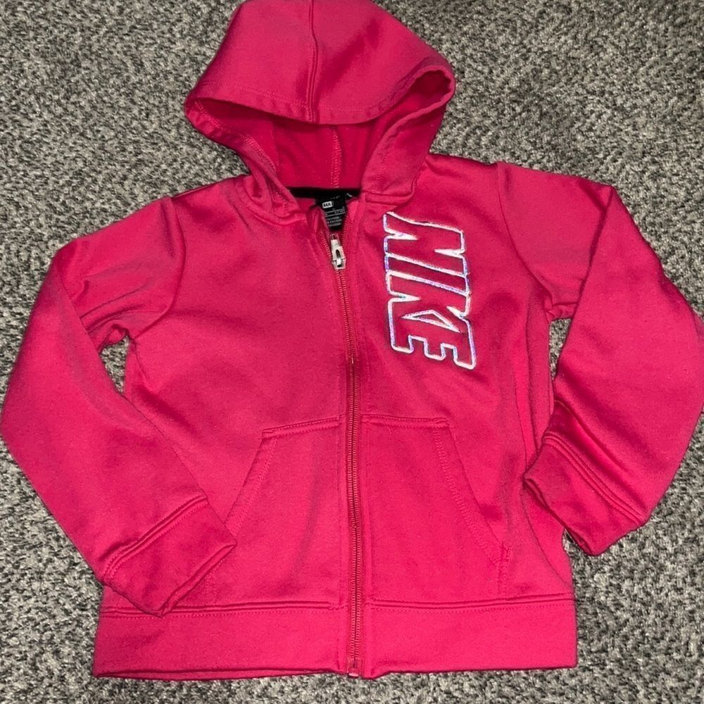 Nike fleece sweatshirt full zip hoodie - pink - 6X